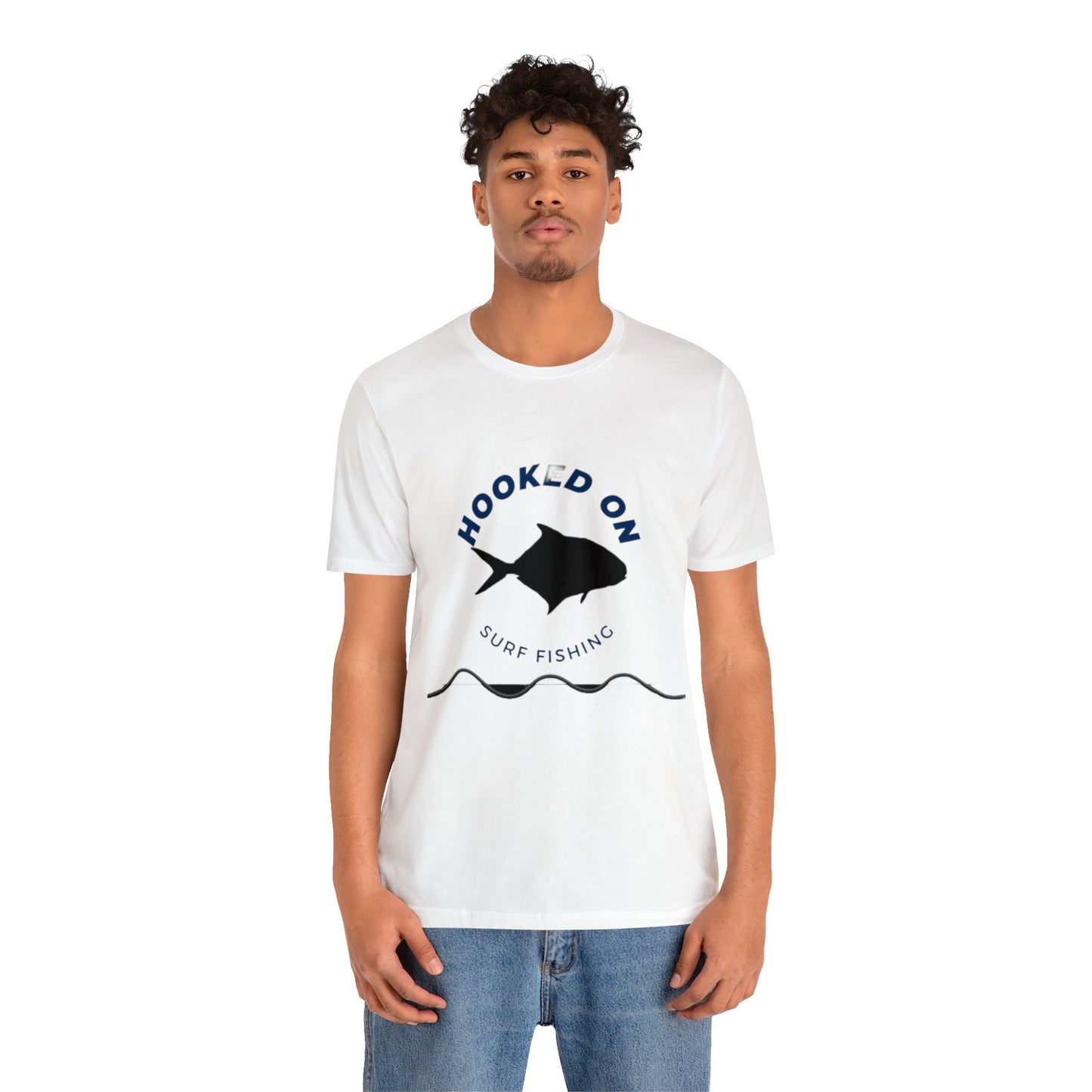 Hooked On Surf Fishing Unisex Jersey Short Sleeve Tee