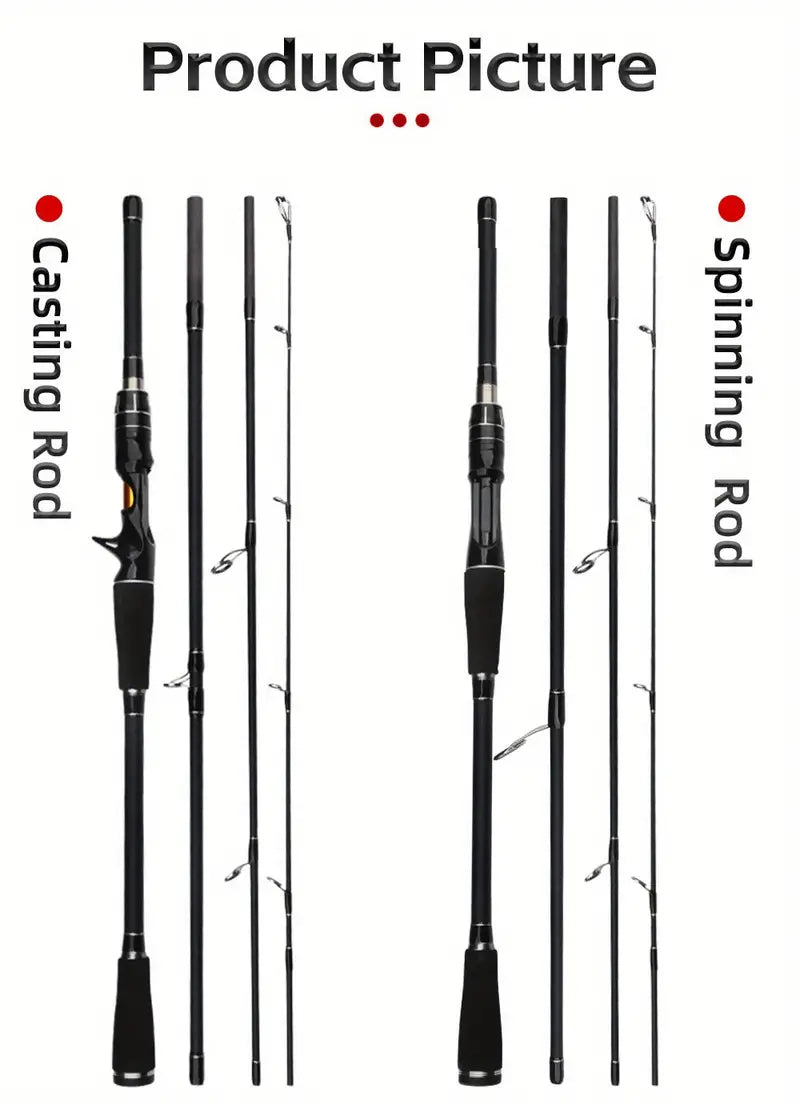 YIYI Ambidextrous Carbon Fishing Pole - Ultra-Light & Portable, Spinning. (7FT)