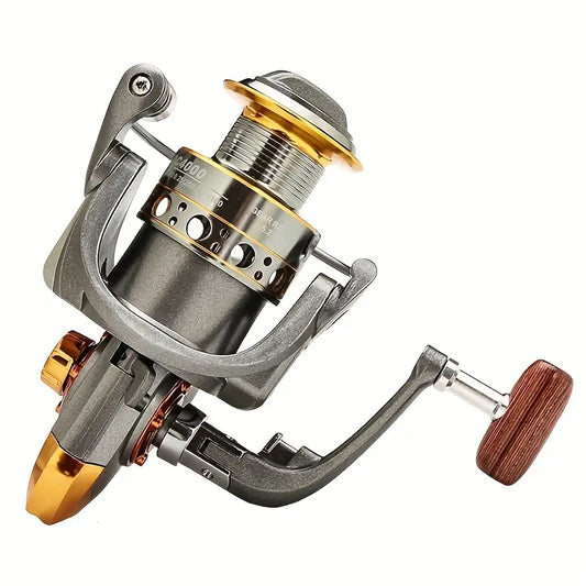 DC 7000 Series  5:2:1 Speed Ratio Fishing Reel (Silver/Gold/Wood)