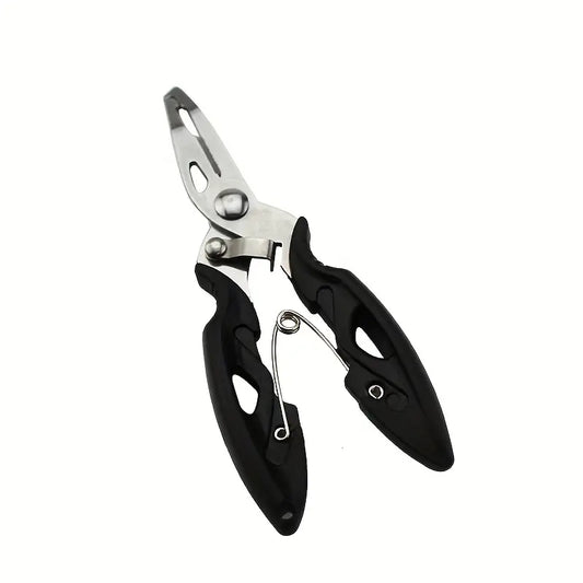 Multifunctional Fishing Plier, Stainless Steel Long Nose Hook Remover With Sheath And Lanyard, For Tool &amp; Line Cutters, Fishing (Black)