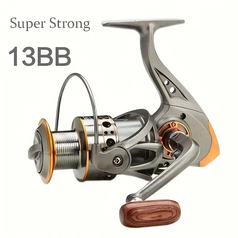 DC 7000 Series  5:2:1 Speed Ratio Fishing Reel (Silver/Gold/Wood)