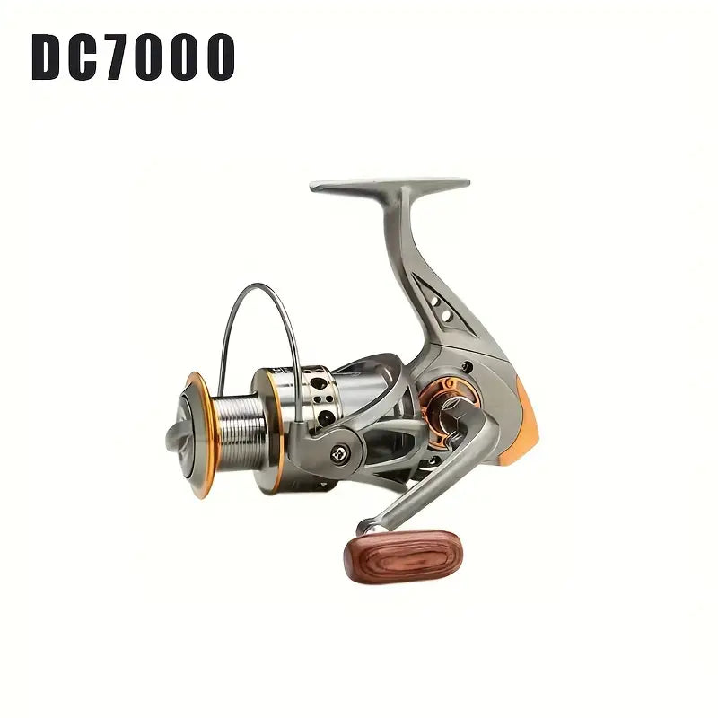 DC 7000 Series  5:2:1 Speed Ratio Fishing Reel (Silver/Gold/Wood)