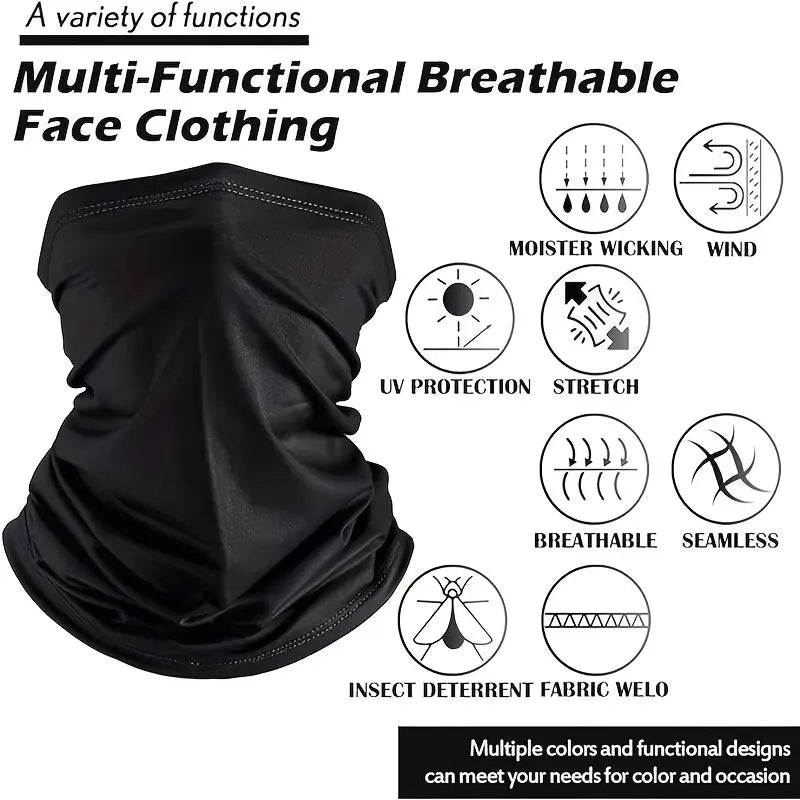 Breathable Neck Gaiter Face Scarf For Men And Women - Ideal For Hiking, Cycling, Sports, Fishing, And Sun UV Protection Lightweight and versatile, our neck gaiter offers UV protection and is perfect for outdoor activities like hiking, cycling, and fishing. Stay comfortable and protected with our high-quality gaiter.  Available in 4 Colors  Camo Blue, Camo green, Gray and Blue  One size fits all