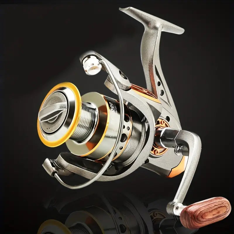 DC 7000 Series  5:2:1 Speed Ratio Fishing Reel (Silver/Gold/Wood)