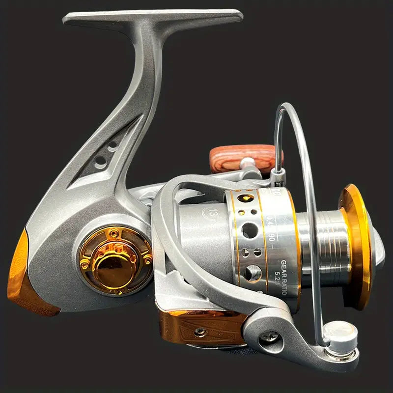 DC 7000 Series  5:2:1 Speed Ratio Fishing Reel (Silver/Gold/Wood)