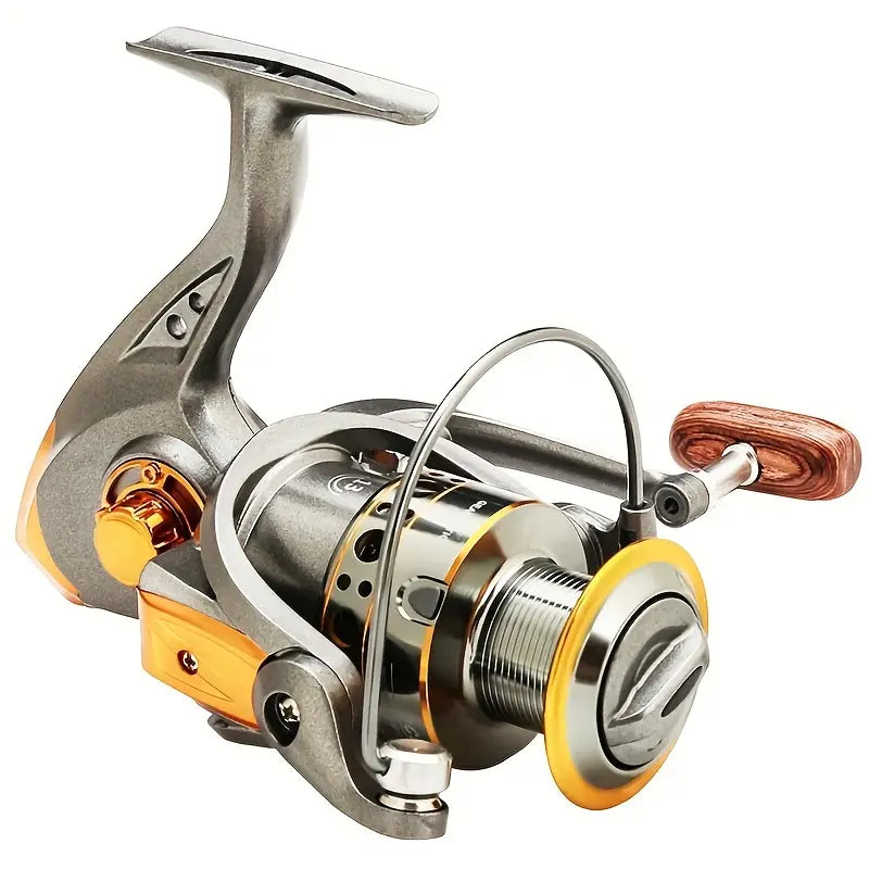 DC 7000 Series  5:2:1 Speed Ratio Fishing Reel (Silver/Gold/Wood)