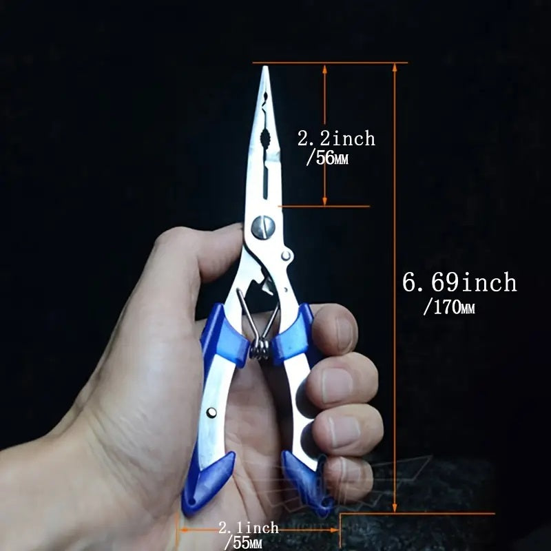 Stainless Steel Fishing Pliers with Cutter, Scissors, & Hook Remover