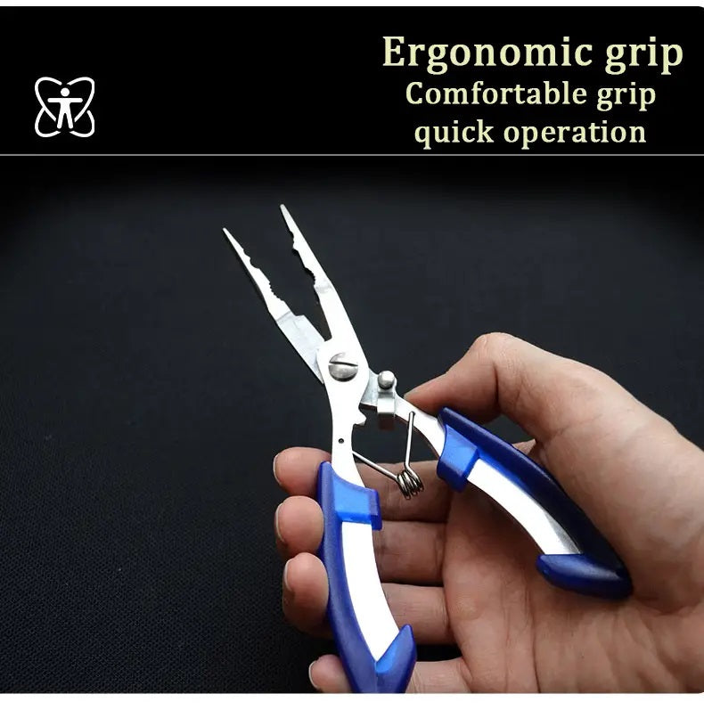 Stainless Steel Fishing Pliers with Cutter, Scissors, & Hook Remover