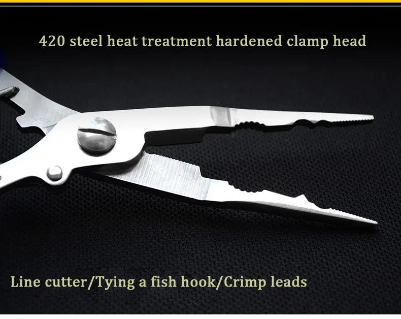 Stainless Steel Fishing Pliers with Cutter, Scissors, & Hook Remover